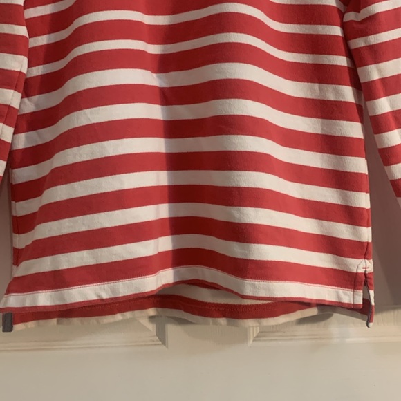 L.L.Bean Rugby Henley Women’s Medium Pullover red blue stripes shirt - Picture 3 of 10